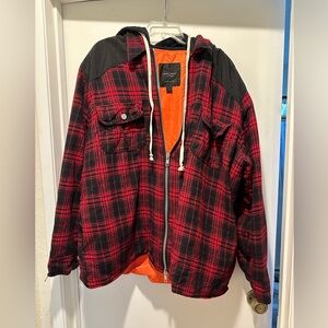 Daniel Patrick Red and Black Plaid Jacket Hoodie Light
